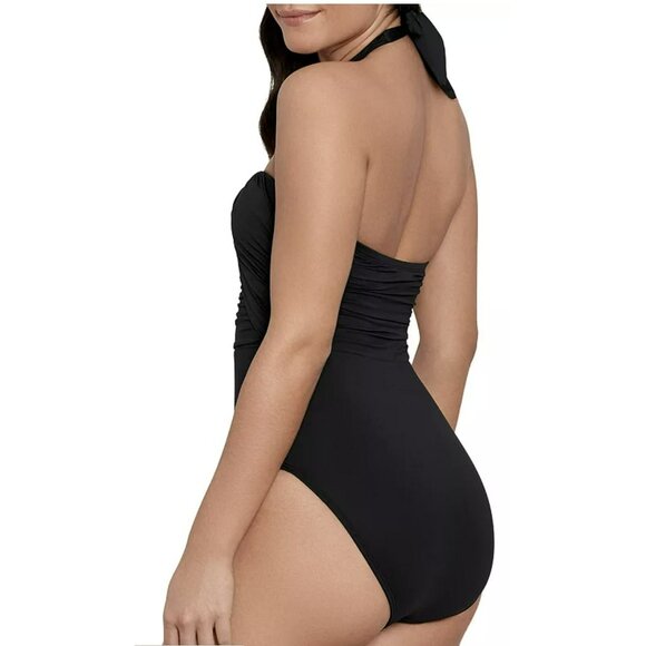 Ralph Lauren Sz 16 Black One Piece Swimsuit Bathing Suit Swimwear NWT - Picture 2 of 8